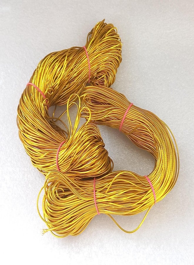 OMX, 1mm Metallic Round Eco-Friendly Stretch Elastic Cord Bands Rope Jewelry Bracelets Strings for Garment, Craft Making Gift Wrapping, 2 Rolls - 1 Roll Contain 65 Mtr, Total 130 Mtr (Shining Gold) - Image 1